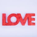 Red sign LOVE. Valentine day concept. Trendy minimalistic flat l
