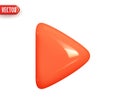 Red sign play button. Realistic 3d design element In plastic cartoon style. Icon isolated on white background. Vector