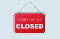 Red sign sorry we are closed Royalty Free Stock Photo