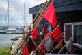 Red signal flags at a maritime harbor Royalty Free Stock Photo