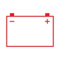 Red signs in car battery icon on white background vector