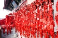 Red signs on Temple on East Hill in Longmen Royalty Free Stock Photo