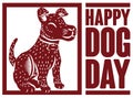 Happy Puppy Silhouette Celebrating the Dog Day, Vector Illustration