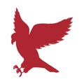 Red silhouette eagle hunting icon Royalty Free Stock Photo