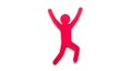 Red silhouette of a human figure in a jumping pose with arms raised. The design Royalty Free Stock Photo