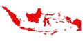 Red silhouette of indonesia map