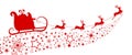 Red Silhouette. Santa claus flying with reindeer sleigh on star. Royalty Free Stock Photo