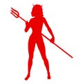 she devil silhouette with horns and trident