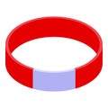 Red silicone bracelet with blank customizable area isometric view