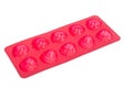Red silicone mold for ice. Royalty Free Stock Photo