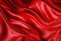 red silk background with satin wavy fabric texture. Generative AI illustration Royalty Free Stock Photo