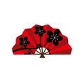Red silk chinese fan vector illustration. Royalty Free Stock Photo