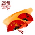 Red Silk Chinese Fan Vector