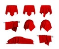 Red Silk Cloth Covered Car, Table and Ball 3d Illustration