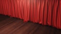 Red silk curtains closed. Theater and cinema concept. Theater stage, performance in front of the public, concert. Awards