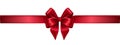 Red Silk Realistic Bow with Ribbon on White. EPS10