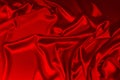 Red silk or satin luxury fabric texture can use as abstract background. Top view Royalty Free Stock Photo