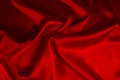 Red silk or satin luxury fabric texture can use as abstract background. Top view Royalty Free Stock Photo