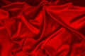 Red silk or satin luxury fabric texture can use as abstract background. Top view Royalty Free Stock Photo