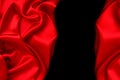 Red silk or satin luxury fabric texture can use as abstract background. Top view Royalty Free Stock Photo