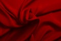 Red silk or satin luxury fabric texture can use as abstract background. Top view Royalty Free Stock Photo