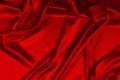 Red silk or satin luxury fabric texture can use as abstract background. Top view Royalty Free Stock Photo