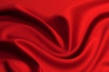 Red silk or satin luxury fabric texture can use as abstract background. Top view Royalty Free Stock Photo