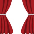 Red Silk Velvet Curtains isolated on white background. Cartoon Flat Style. Vector illustration for Your Design Royalty Free Stock Photo