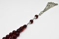 Red and silver beads sequenced, short rosary, tespih tesbih Royalty Free Stock Photo