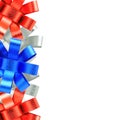 Red silver and blue ribbon frame isolated on white background Royalty Free Stock Photo
