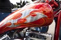 Red and silver customised motorcycle tank Royalty Free Stock Photo