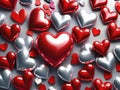 red and silver hearts. background. valentine \'s day Royalty Free Stock Photo