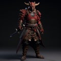 Red And Silver Samurai Warrior Unreal Engine 5 Style