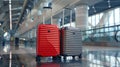 Red and Silver Suitcases.AI generated image Royalty Free Stock Photo