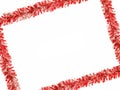Red and silver tinsel frame isolated on white Royalty Free Stock Photo