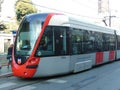 Red and silver tram of Istanbul