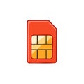 Red SIM Card Illustration Digital Device Detail Mobile Phone Technology Component Royalty Free Stock Photo