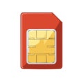 Red SIM Card Illustration Isolated Technology Mobile Communication Chip Component Gadget Electronic Detail Telecom Royalty Free Stock Photo