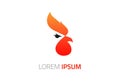 Red Simple Negative Space Chicken Logo Design Royalty Free Stock Photo