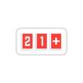 Red simple 21 plus icon scoreboard frame on white