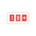 Red simple 18 plus icon scoreboard Royalty Free Stock Photo