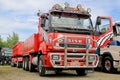 Red Sisu Trailer Truck for Construction