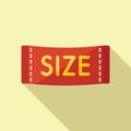Red size label icon flat vector. Cloth tag