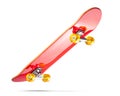 Red skateboard deck, isolated on white background. File contains a path to isolation Royalty Free Stock Photo