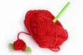 Red skein and crochet rose