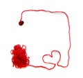 Red skein with heart and ladybird for crochet Royalty Free Stock Photo