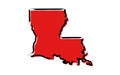 Red sketch map of Louisiana