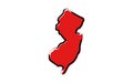 Red sketch map of New Jersey