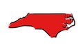 Red sketch map of North Carolina