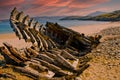 Red skies over the Kyle of Tongue, Caithness, Scotland,UK. Royalty Free Stock Photo